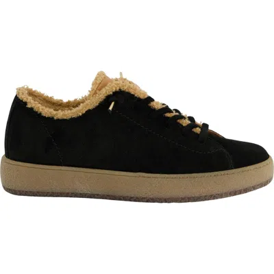Paul Green Fletcher Leather & Faux Shearling Sneaker In Black