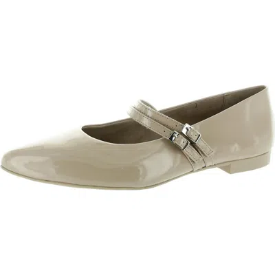 Paul Green Stella Womens Buckle Patent Leather Ballet Flats In Beige