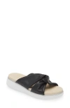 Paul Green Tiki Platform Slide Sandal In Black Leather