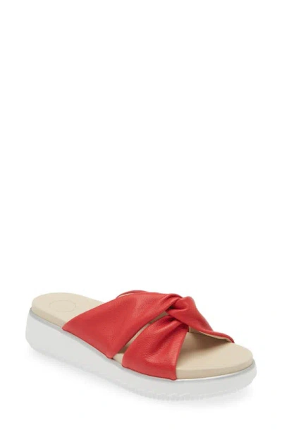 Paul Green Tiki Platform Slide Sandal In Red Leather