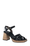 Paul Green Tina Fisherman Sandal In Black Leather