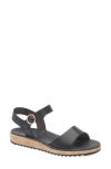 Paul Green Tippi Ankle Strap Platform Wedge Sandal In Black Leather