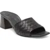 Paul Green Tisha Slide Sandal In Black Wash Leather