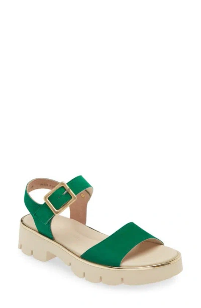 Paul Green Toby Ankle Strap Platform Sandal In Green Nubuck