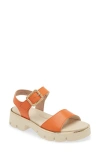 Paul Green Toby Ankle Strap Platform Sandal In Papaya Grained