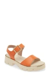 Paul Green Toby Ankle Strap Platform Sandal In Papaya Grained