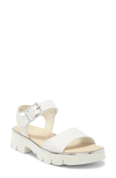 Paul Green Toby Ankle Strap Platform Sandal In White Grained