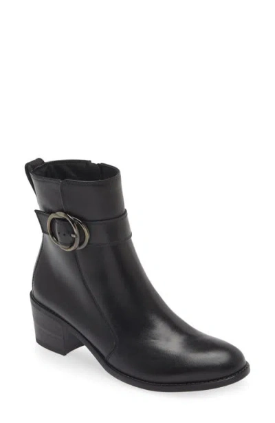 Paul Green Vanessa Block Heel Bootie In Black Leather