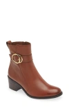 Paul Green Vanessa Block Heel Bootie In Cognac Leather