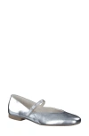 Paul Green Vanna Pointed Toe Mary Jane Flat In Aluminum Metallic Nappa