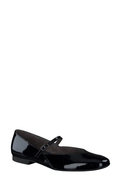 Paul Green Vanna Pointed Toe Mary Jane Flat In Black Soft Patent