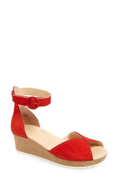 Paul Green Venice Wedge Sandal In Salsa Suede