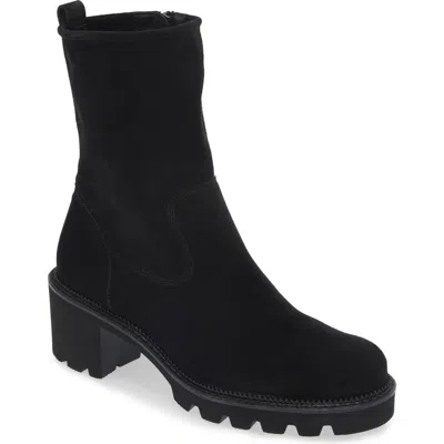 Paul Green Wanda Lug Sole Utility Boot In Black Soft Suede