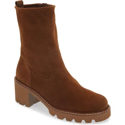 Paul Green Wanda Lug Sole Utility Boot In Toffee Soft Suede