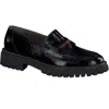 Paul Green Wellesley Platform Loafer In Black Toffee Combo