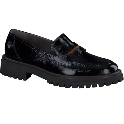 Paul Green Wellesley Platform Loafer In Black Toffee Combo