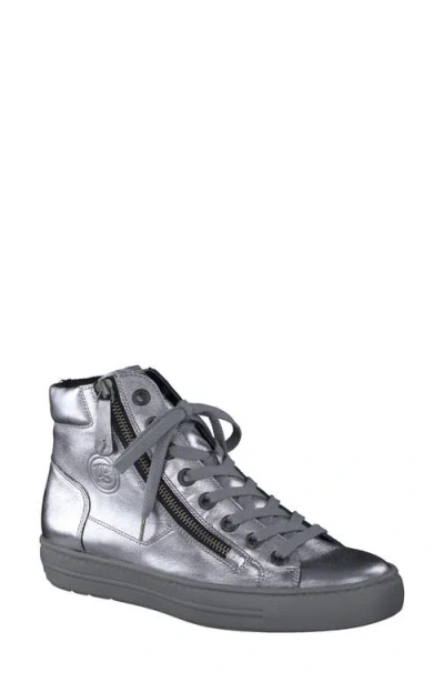 Paul Green Wells High Top Sneaker In Clay Metallic Nappa