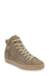 Paul Green Wells High Top Sneaker In Taupe Nubuk