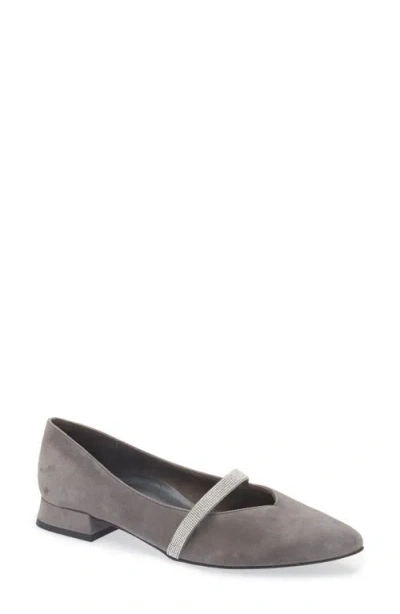 Paul Green Wendy Pointed Toe Flat In Titan Suede