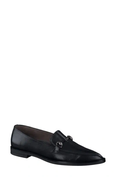 Paul Green Wexler Pointed Toe Bit Loafer In Black Lux Leather
