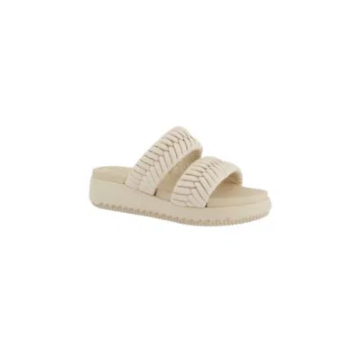 PAUL GREEN WOMEN'S ASHTON SHELL BRAID PLATFORM SLIDE SANDAL IN BEIGE