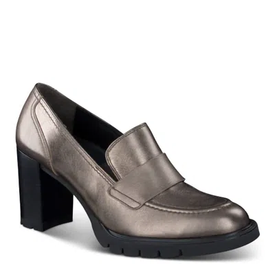 Paul Green Women's Nina Pump Leather Boots In Grunge Metallic Leather In Gray