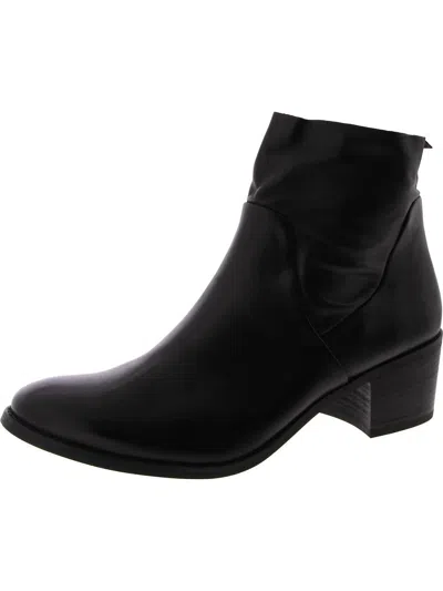 Paul Green Womens Leather Block Heel Ankle Boots In Black