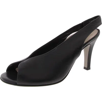 Paul Green Womens Solid Leather Slingback Heels In Black