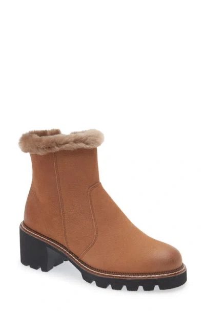 Paul Green Wren Faux Fur Lined Boot In Toffee Grained Nubuck