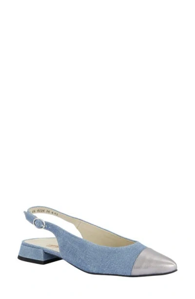 Paul Green Ynez Pointed Toe Slingback Flat In Clay Denim Jeans Combo