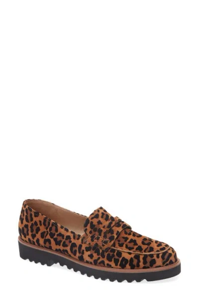 Paul Green Zelda Leopard Print Lug Sole Loafer In Leo Sisal Velvet
