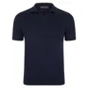 Paul James Knitwear Blue Men's Ultra Fine Cotton Nathan Buttonless Polo Shirt - Navy In Blue