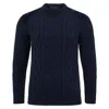 Paul James Knitwear Blue Mens Chunky Merino Wool Archie Shooting Jumper - Navy Melange In Blue