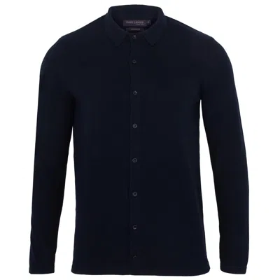 Paul James Knitwear Blue Mens Cotton Arthur Knitted Shirt - Navy