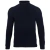 Paul James Knitwear Blue Mens Cotton Jacob Fisherman Rib Knit Roll Neck Jumper - Navy In Blue