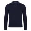 Paul James Knitwear Blue Mens Cotton Lightweight Lyndon Buttonless Polo Shirt - Navy In Blue