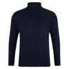 Paul James Knitwear Blue Mens Cotton Submariner Roll Neck Arthur Jumper - Navy In Blue