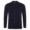 Paul James Knitwear Blue Mens Extra Fine Merino Wool Alonzo Knitted Nehru Jacket - Navy