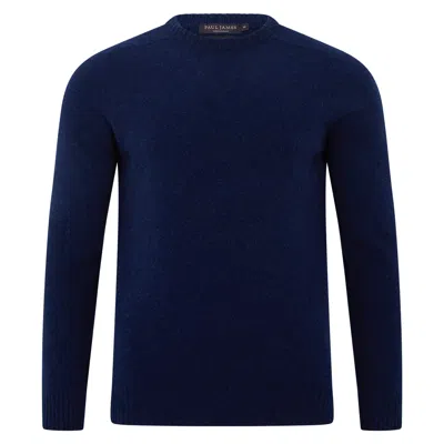 Paul James Knitwear Blue Mens Lambswool Lawrence Saddle Shoulder Jumper - Regatta