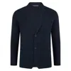 Paul James Knitwear Blue Mens Lightweight Cotton Cornelius Formal Knitted Blazer - Navy In Blue