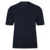 Paul James Knitwear Blue Mens Lightweight Cotton Ewan Oversized Knitted T-shirt - Navy