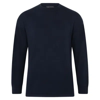 Paul James Knitwear Blue Mens Lightweight Cotton Ollie Oversized Knitted Top - Navy
