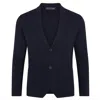 Paul James Knitwear Blue Mens Lightweight Extra Fine Merino Wool Massimo Knitted Blazer - Navy