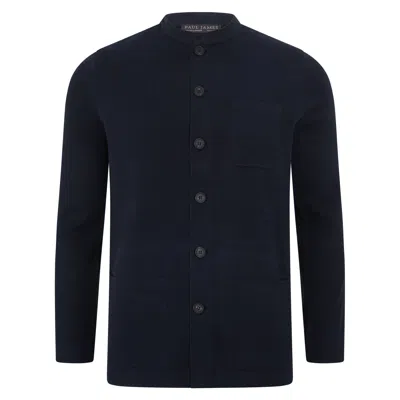Paul James Knitwear Blue Mens Midweight Cotton Jaipurr Knitted Nehru Jacket - Navy