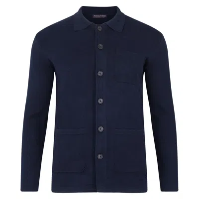 Paul James Knitwear Blue Mens Midweight Cotton Work Benjamin Shirt - Navy