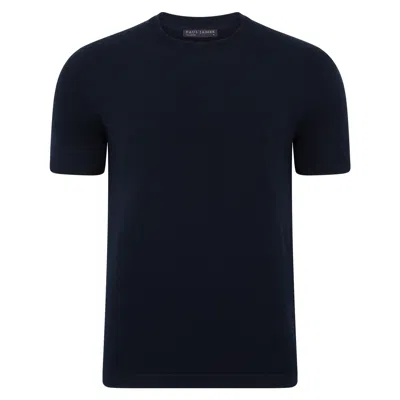 Paul James Knitwear Blue Mens Midweight Julius Cotton Knitted T-shirt - Navy