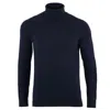 Paul James Knitwear Blue Mens Ultra Fine Cotton Atwood Roll Neck Jumper - Navy In Blue