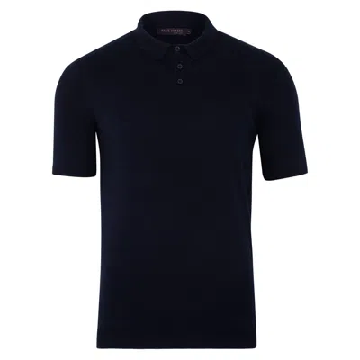 Paul James Knitwear Blue Mens Ultra Fine Cotton Earl Short Sleeve Polo Shirt - Navy