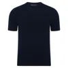 Paul James Knitwear Blue Mens Ultra Fine Cotton Hudson High V Neck Knitted T-shirt - Navy In Blue