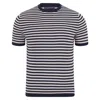 Paul James Knitwear Blue Mens Ultra-fine Cotton Miguel Knitted Breton T-shirt - Navy